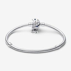 Pandora PANDORA Bracelet, Pandora Moments Sparkling Moon Clasp Snake Chain, Blue CZ - 7.5in / 19cm