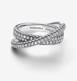 Pandora PANDORA Ring ,Timeless Pavé Crossover Dual Band, Size 52