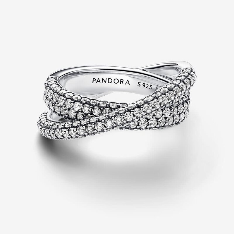 Pandora PANDORA Ring ,Timeless Pavé Crossover Dual Band, Size 52