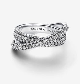 Pandora PANDORA Ring , Timeless Pavé Crossover Dual Band, Clear CZ - Size 54