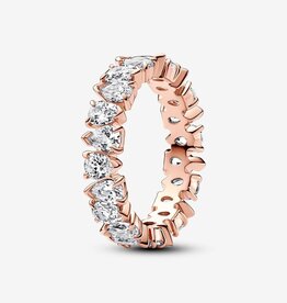 Pandora PANDORA Ring, Alternating Sparkling Band, Clear CZ & Rose Gold Plated - Size 56
