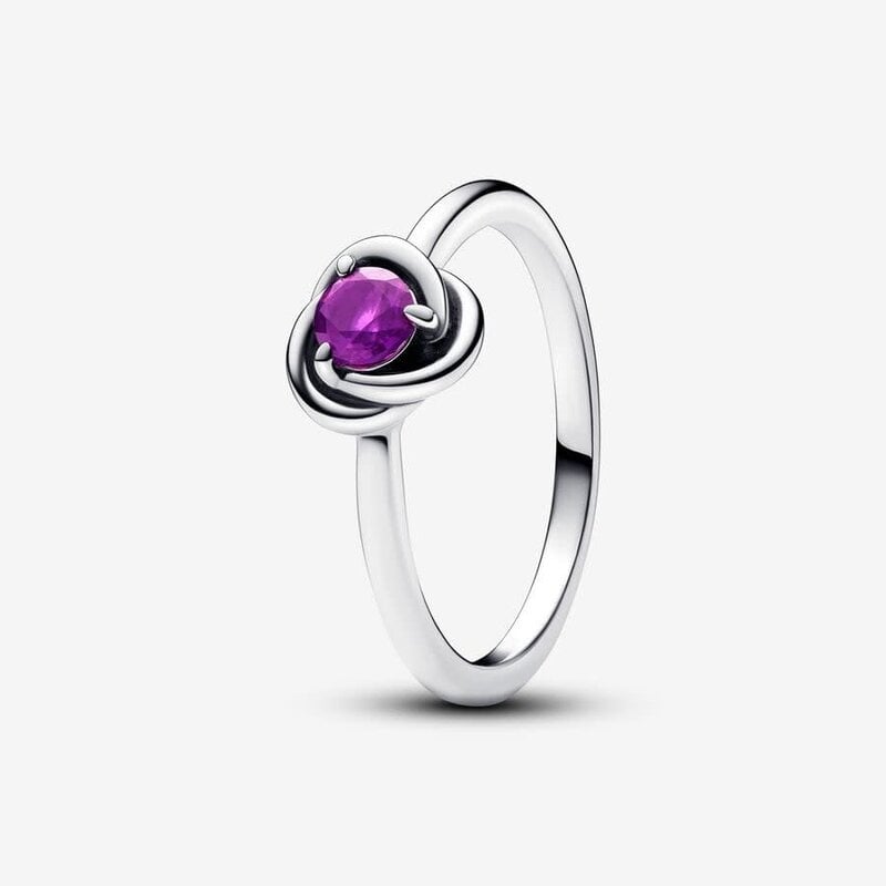 Pandora PANDORA Ring, February Purple Eternity Circle, Purple CZ - Size 52