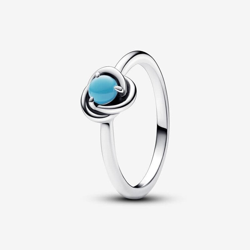 Pandora PANDORA Ring, December Turquoise Blue Eternity Circle, Blue CZ - Size 52