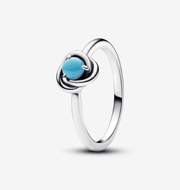Pandora PANDORA Ring, December Turquoise Blue Eternity Circle, Blue CZ - Size 56
