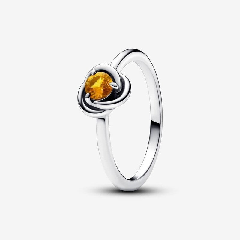 Pandora PANDORA Ring, November Honey Eternity Circle , Orange CZ - Size 52