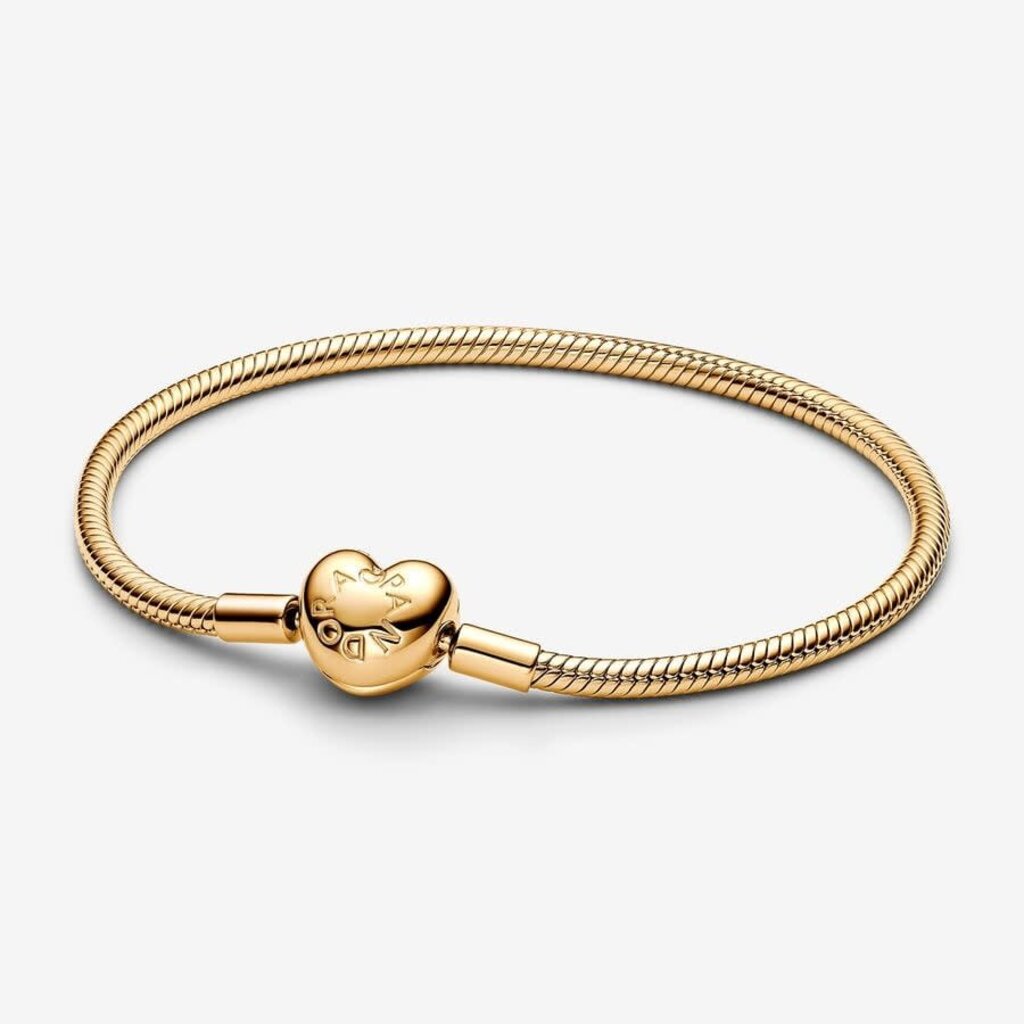 Pandora PANDORA Bracelet, Pandora Moments Heart Clasp Snake Chain, Gold Plated - 7.5in / 19cm
