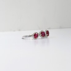 18k White Gold .20ct Diamonds and 2.90ct Ruby Tilted Halo Ring (Size 6.75)