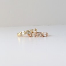 18k Gold East to West Baguette and Round Diamond Band