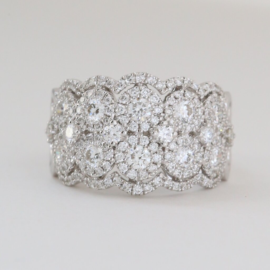 18k White Gold 1.55ctw Diamond Intricate Wide Openwork Ring (Size 7)