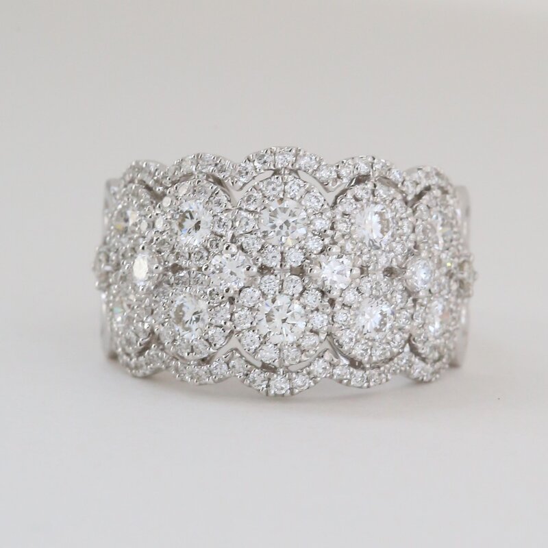 18k White Gold 1.55ctw Diamond Intricate Wide Openwork Ring (Size 7)