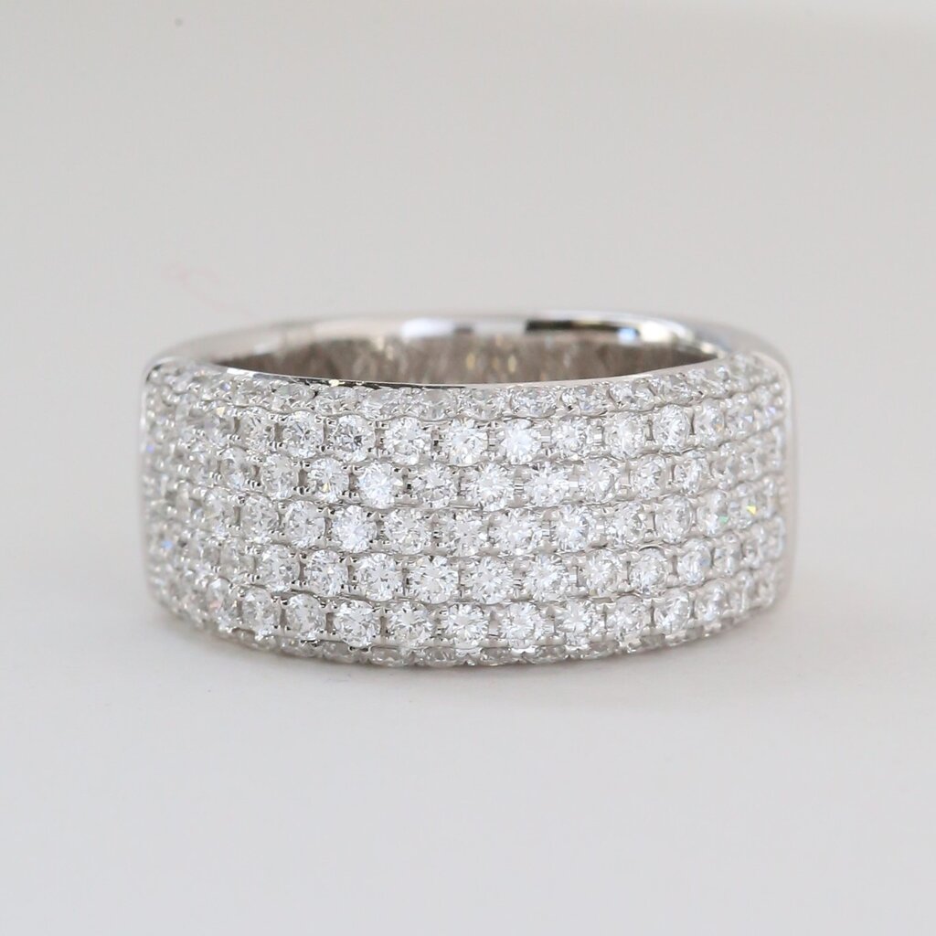 American Jewelry 18k White Gold 1.6ctw Diamond Pave Fashion Ring (Size 6.5)
