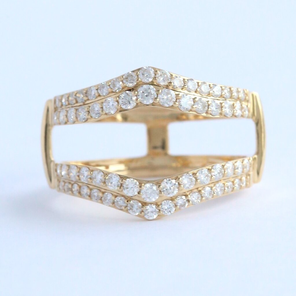 American Jewelry 14k Yellow Gold 1.10ctw Diamond Contour Double Row Ring Guard (Size 7)