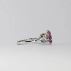 American Jewelry 14k White Gold 2.05ct Oval Pink Sapphire & 3/4ctw Trillion Diamond Ladies Ring (Size 6)