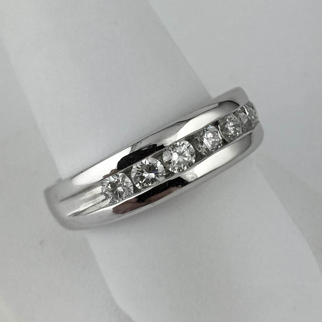 American Jewelry 14k White Gold 1ct Diamond Channel Set Polished Men's Wedding Band