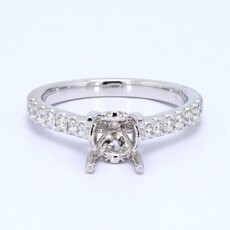 American Jewelry 14k White Gold 0.43ctw Diamond Solitaire Cathedral Semi Mount Engagement Ring (Size 6)
