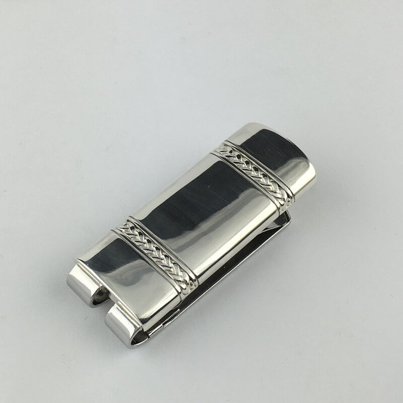 American Jewelry Sterling Silver/Stainless Braided Detail Money Clip