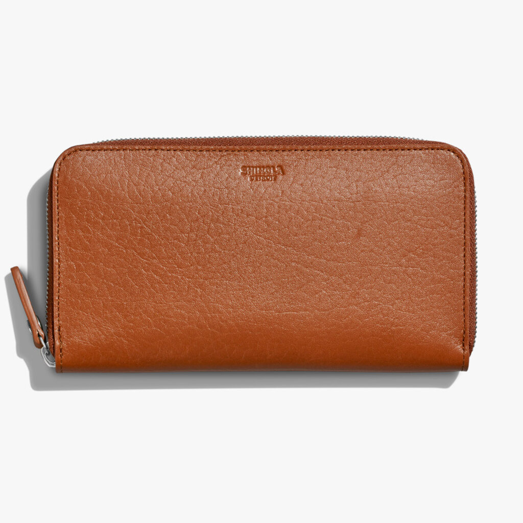 Shinola Shinola Zip Continental Bourbon Leather Wallet