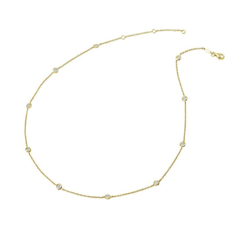 Lafonn Lafonn 1.1ctw Bezel Set Gold Station Adjustable Necklace 18-20"