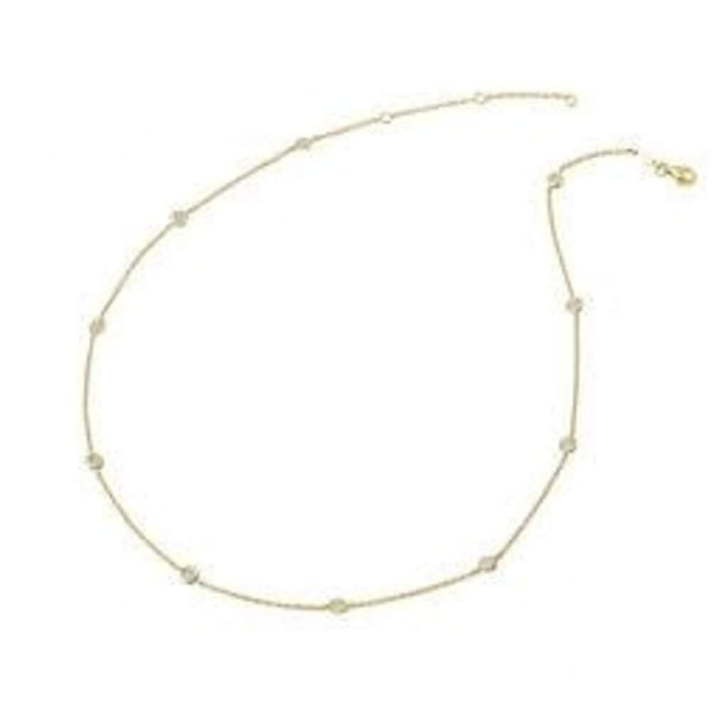 Lafonn Lafonn 1.1ctw Bezel Set Gold Station Adjustable Necklace 18-20"