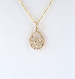 18k Yellow Gold .1.03ct Diamond Tear Drop Cluster Pendant (18")