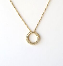 18k Yellow Gold .49ct Diamond Spiral Circle Pendant (16"-17" Adjustable)