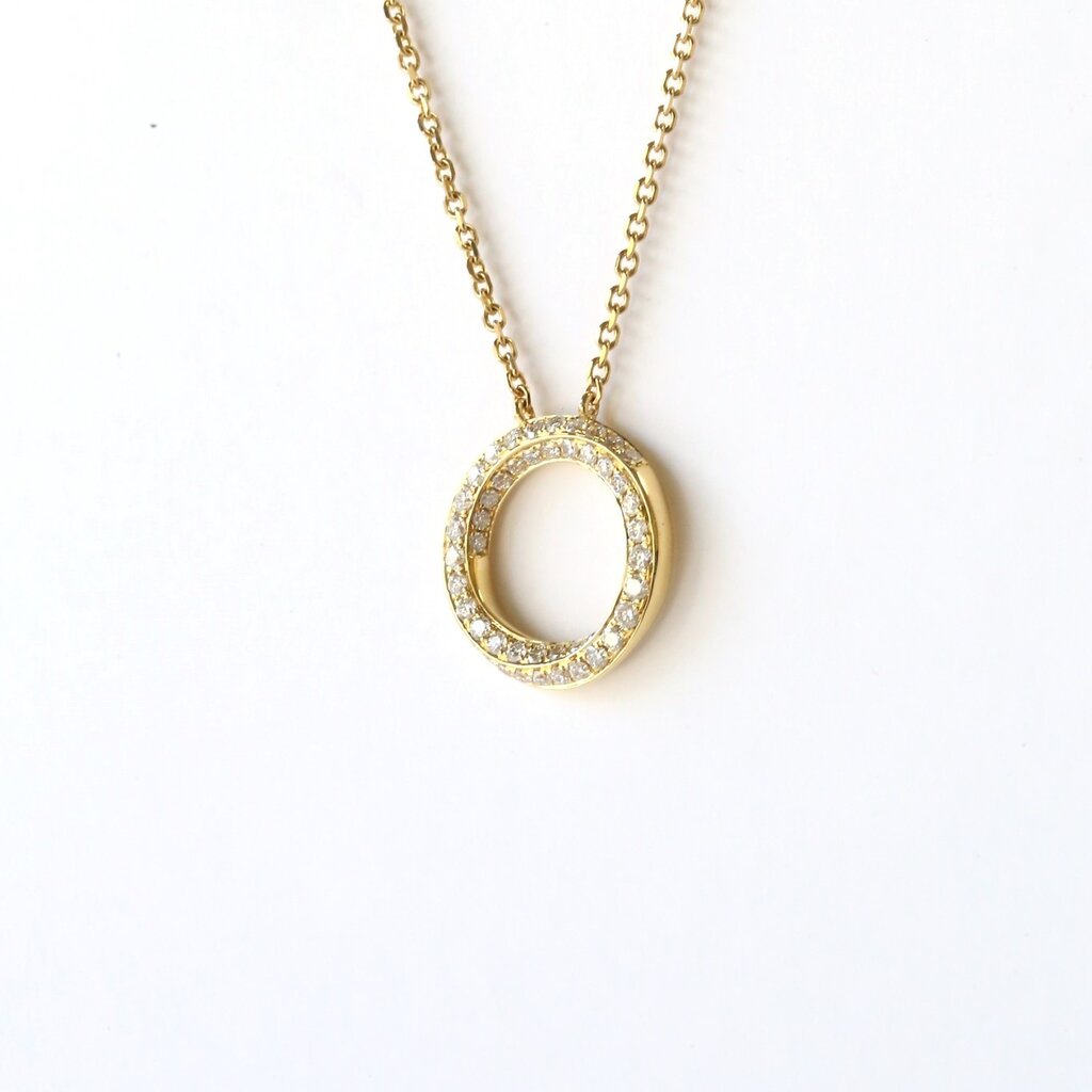 18k Yellow Gold .49ct Diamond Spiral Circle Pendant (16"-17" Adjustable)