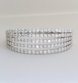 American Jewelry 18k White Gold 21.66ctw Diamond 5 Row Bangle Bracelet