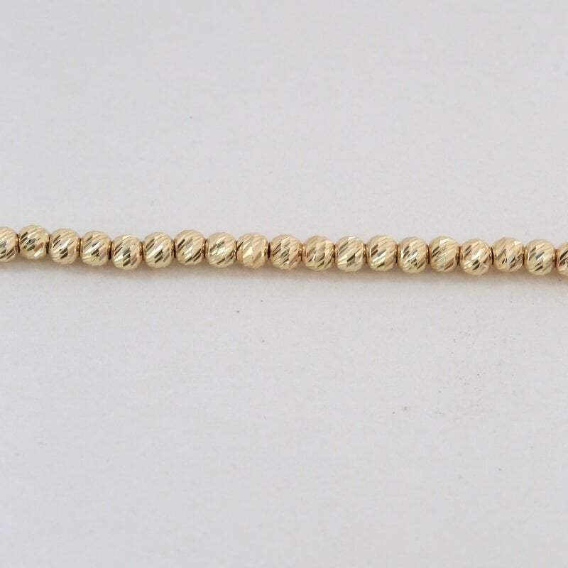 American Jewelry 14k Yellow Gold 3mm Diamond Cut Beaded Chain (18")