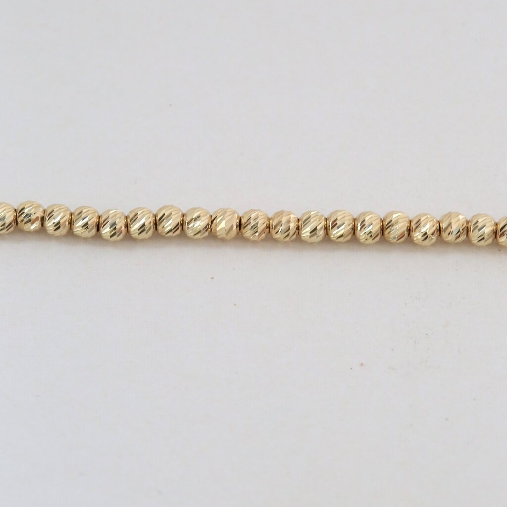 14K Yellow Gold Diamond Cut Beaded Chain 3mm