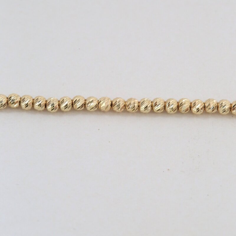 American Jewelry 14k Yellow Gold 3mm Diamond Cut Beaded Anklet (9")