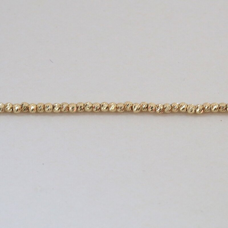 American Jewelry 14k Yellow Gold 2mm Diamond Cut Bead Anklet (9")