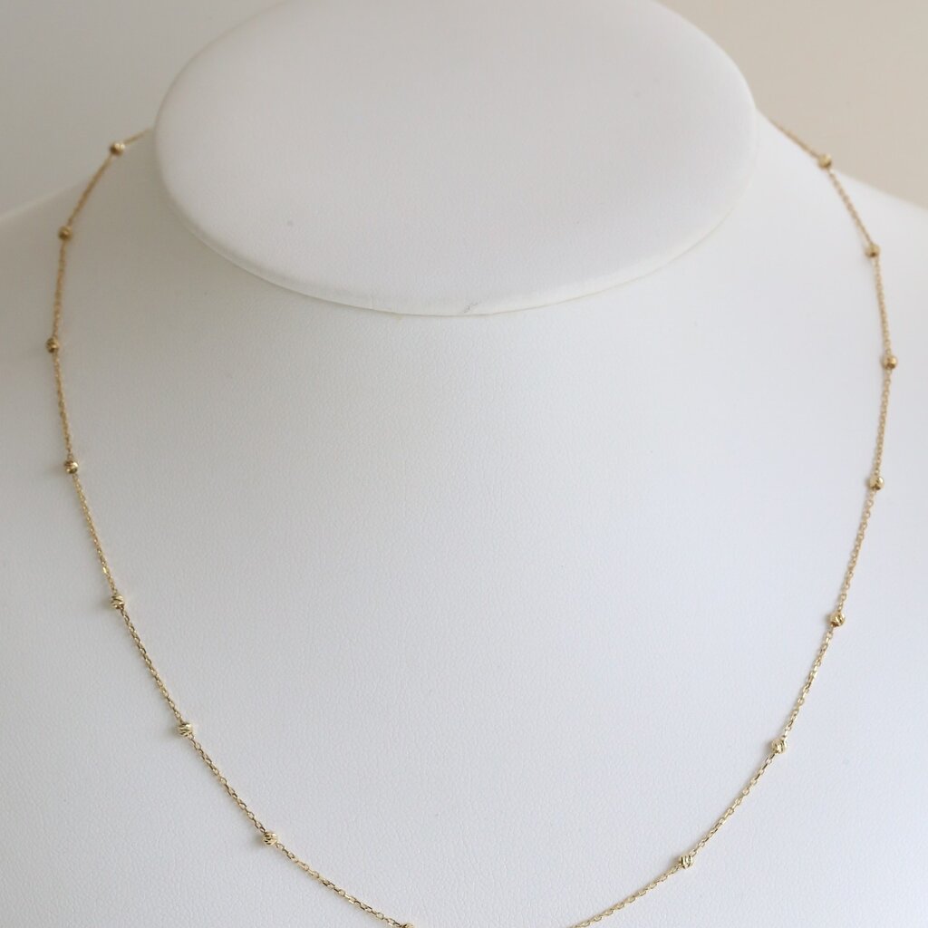American Jewelry 14k Yellow Gold Station Beaded Chain Necklace (22")