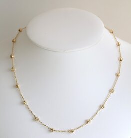 American Jewelry 14k Yellow Gold Diamond Cut Beaded Station Chain Necklace (16")