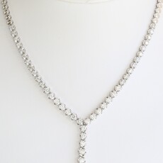 American Jewelry 14k White Gold 3.81ctw Diamond Lariat Tennis Necklace