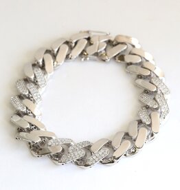 American Jewelry 18k White Gold 1.40ctw Diamond Pave Link Curb Bracelet (7")