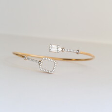 American Jewelry 14k Yellow Gold .41ctw Diamond Baguette and Round Bangle Bracelet