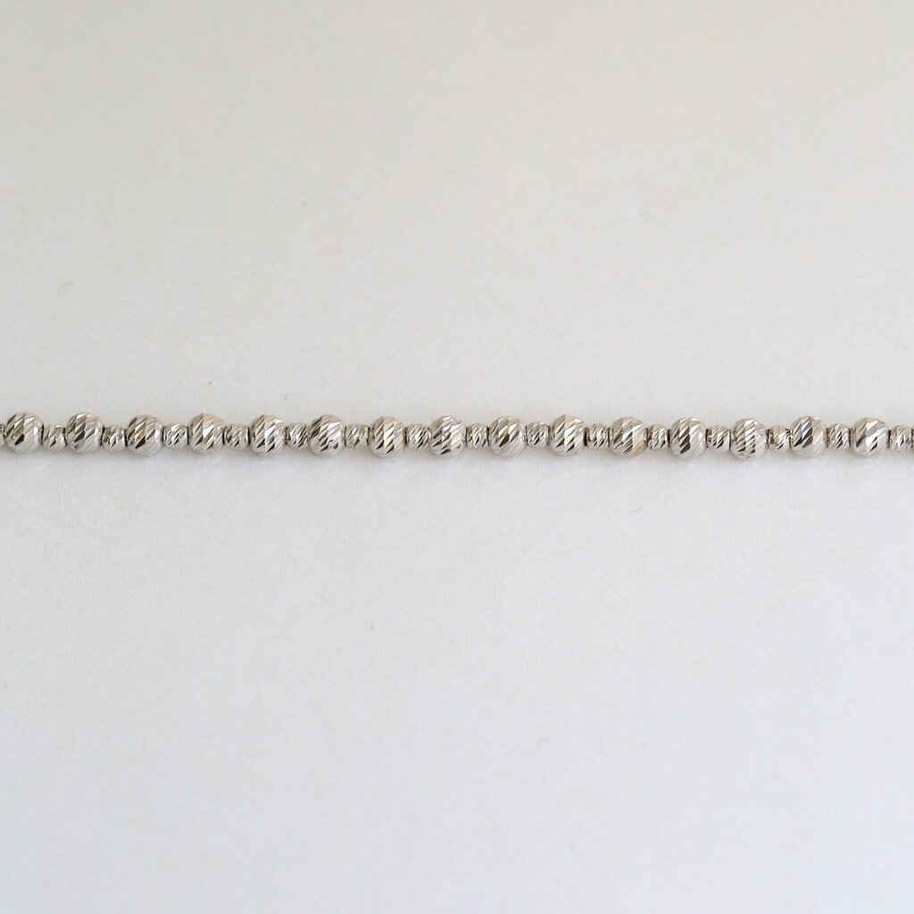 American Jewelry 14k White Gold 3mm Alternating Diamond Cut Bead Chain (20")