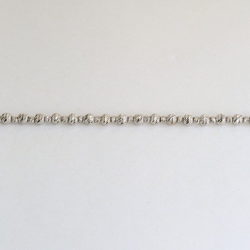 American Jewelry 14k White Gold 3mm Alternating Diamond Cut Bead Chain (20")