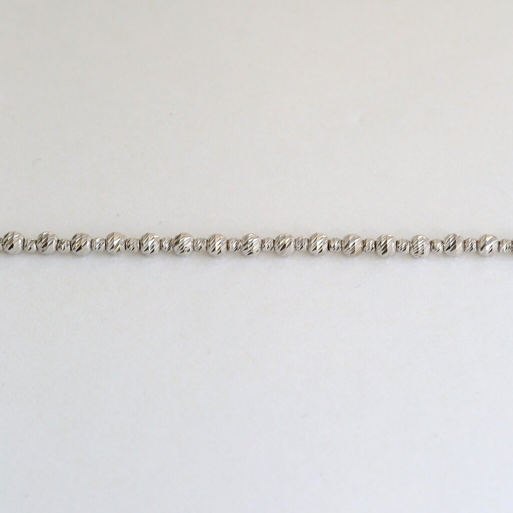 American Jewelry 14k White Gold 3mm Alternating Diamond Cut Bead Chain (22")
