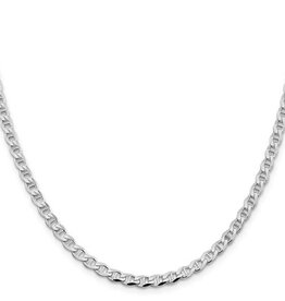 American Jewelry Sterling Silver Rhodium-plated 4.15mm Flat Cuban Anchor Chain (22")