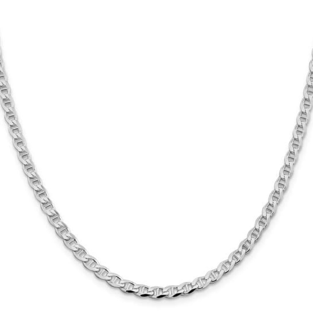 American Jewelry Sterling Silver Rhodium-plated 4.15mm Flat Cuban Anchor Chain (22")