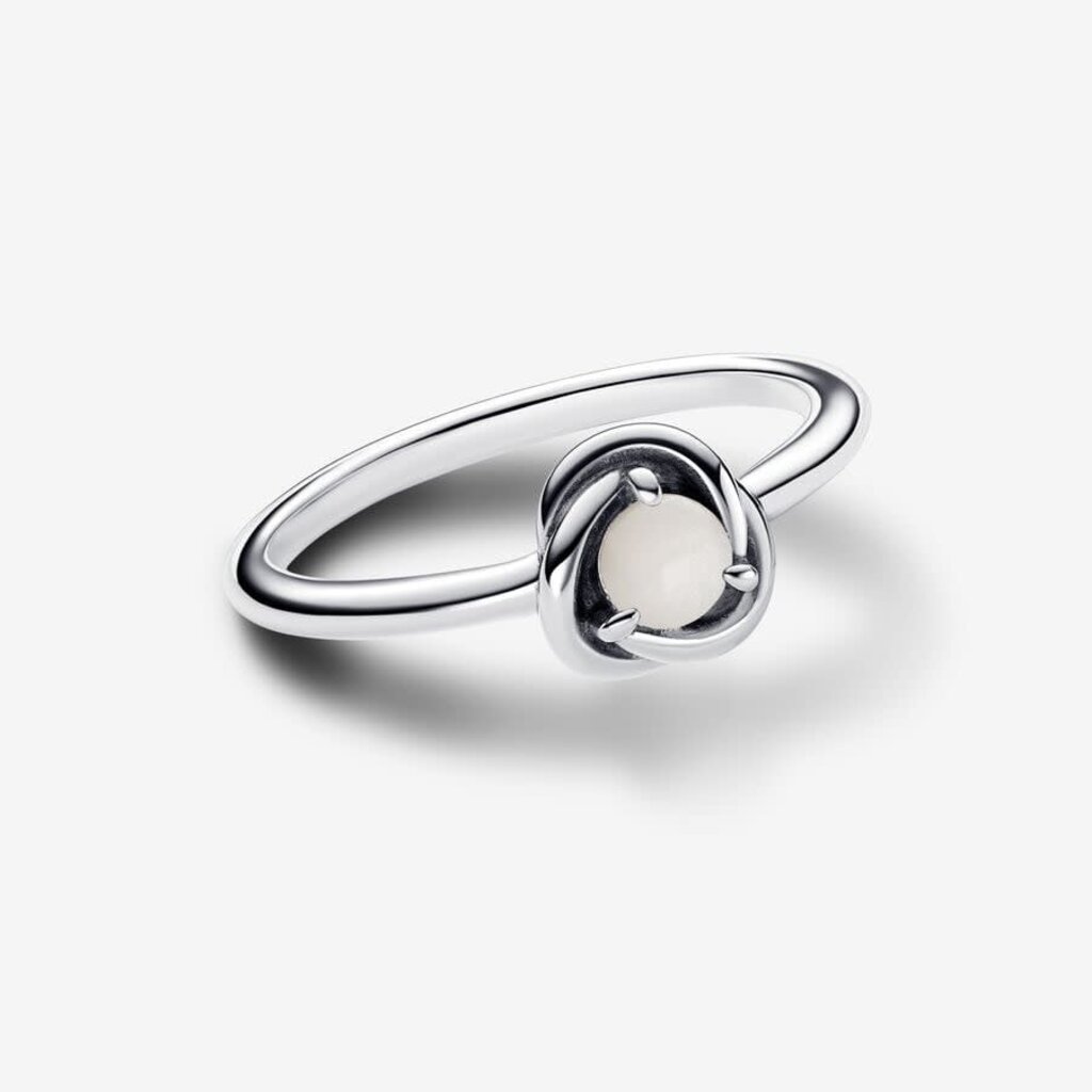 Pandora PANDORA Ring, June White Bioresin Man-Made Mother of Pearl Eternity Circle - Size 56