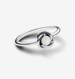 Pandora PANDORA Ring, June White Bioresin Man-Made Mother of Pearl Eternity Circle - Size 56