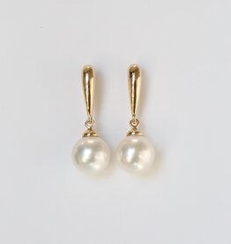 American Jewelry 14k Yellow Gold 9x10mm South Sea Pearl Drop Earrings