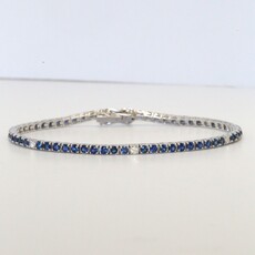 14k White Gold .23ct VS Diamond 3.05ct Blue Sapphire Tennis Bracelet (7")