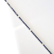 14k White Gold .23ct VS Diamond 3.05ct Blue Sapphire Tennis Bracelet (7")