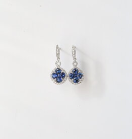 American Jewelry 14k White Gold .27ctw Diamond 1.05ctw Blue Sapphire Dangle Drop Earrings