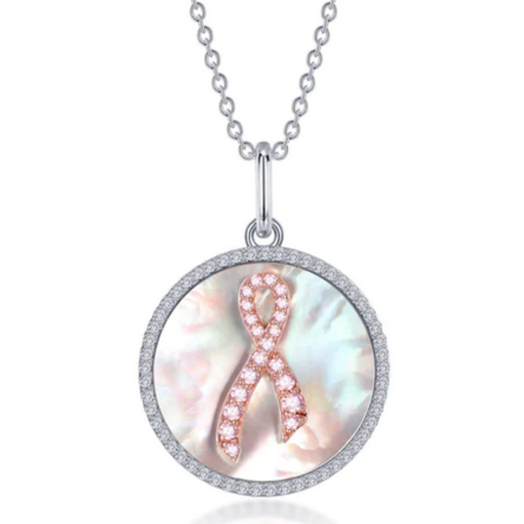 pink and white ribbon necklace
