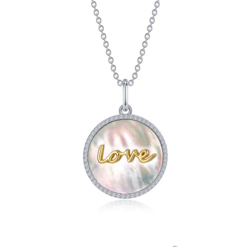 Lafonn Lafonn Sterling Silver w/ Platinum Mother of Pearl Love Necklace