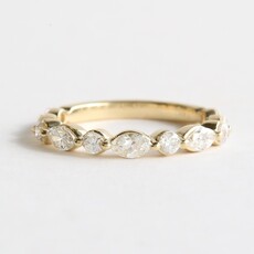 American Jewelry 14k Yellow Gold 1ctw Round and Marquise Diamond Alternating Single Prong Wedding Band (Size 7)